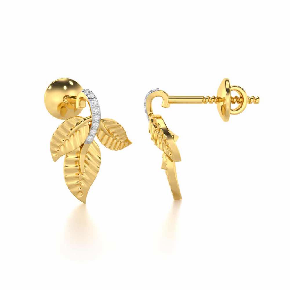 Apex Autumn Silver Stud Earrings - Yellow Gold - Image 4