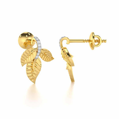 Apex Autumn Silver Stud Earrings - Yellow Gold - Image 4