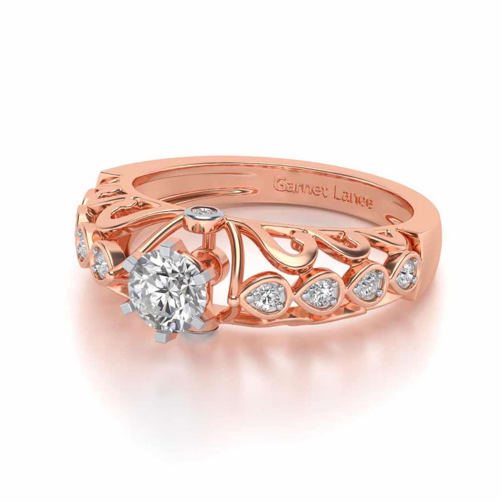 Apexed Glow Solitaire Silver Ring - Rose Gold - Image 2