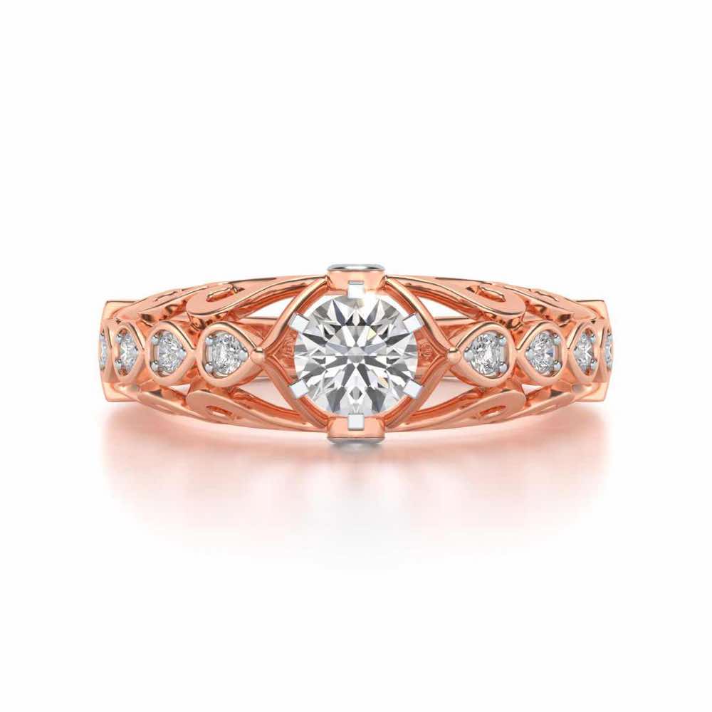 Apexed Glow Solitaire Silver Ring - Rose Gold - Image 4