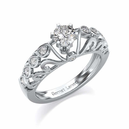 Apexed Glow Solitaire Silver Ring - White Gold - Image 1