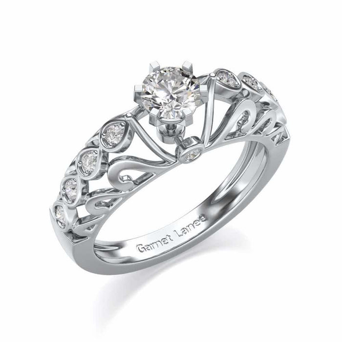 Apexed Glow Solitaire Silver Ring - White Gold - Image 1
