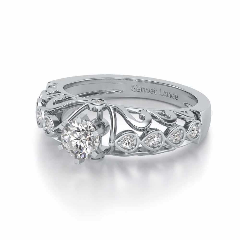 Apexed Glow Solitaire Silver Ring - White Gold - Image 2