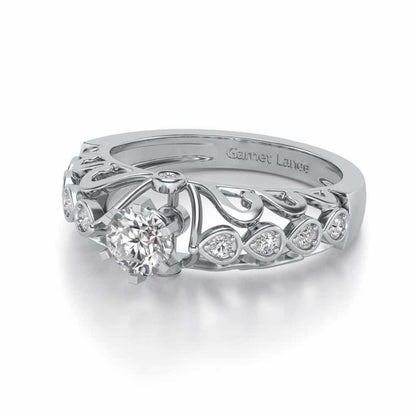 Apexed Glow Solitaire Silver Ring - White Gold - Image 2