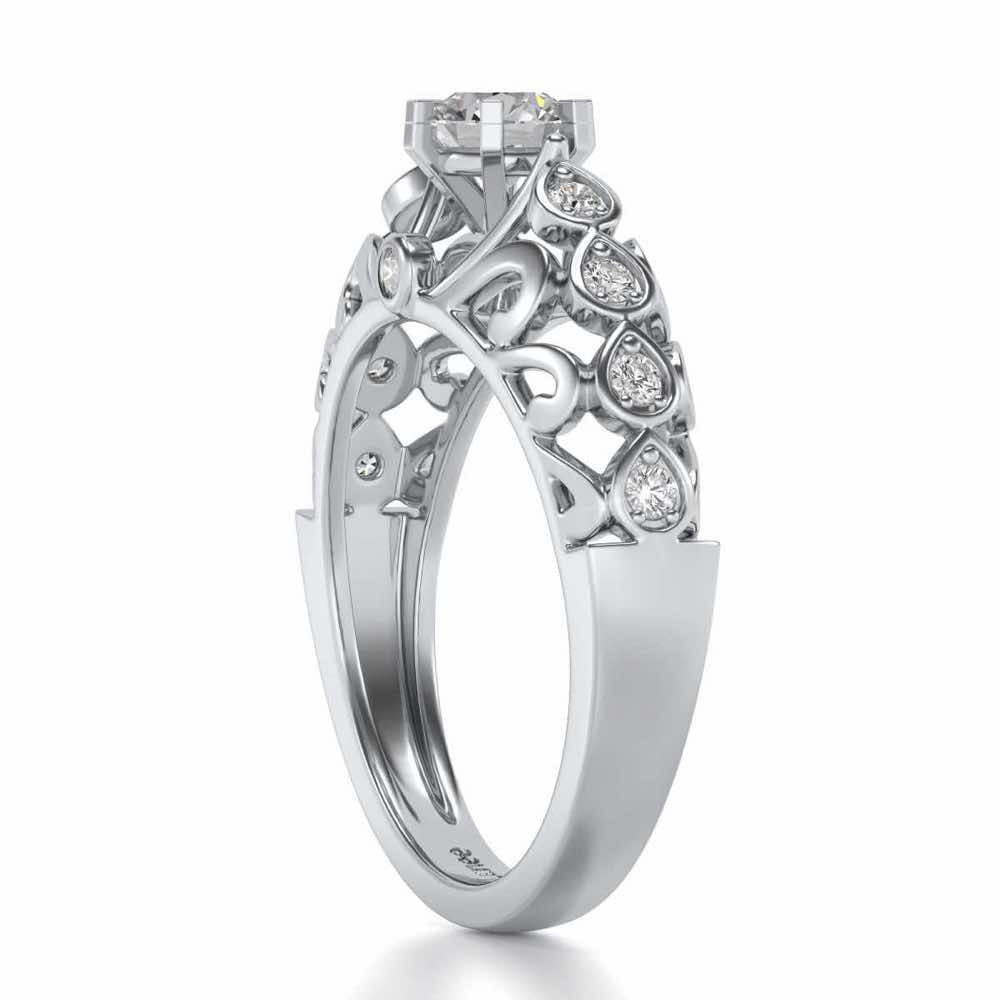 Apexed Glow Solitaire Silver Ring - White Gold - Image 3