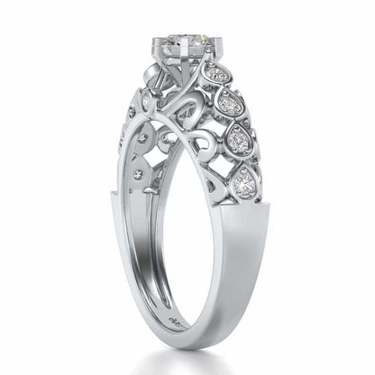 Apexed Glow Solitaire Silver Ring - White Gold - Image 3