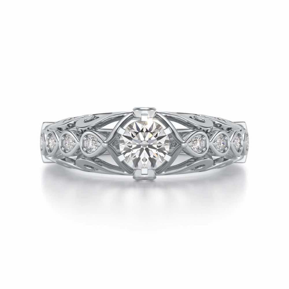 Apexed Glow Solitaire Silver Ring - White Gold - Image 4