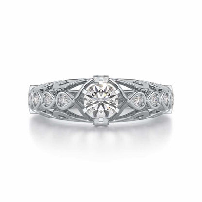 Apexed Glow Solitaire Silver Ring - White Gold - Image 4