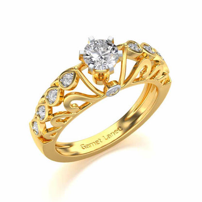 Apexed Glow Solitaire Silver Ring - Yellow Gold - Image 1
