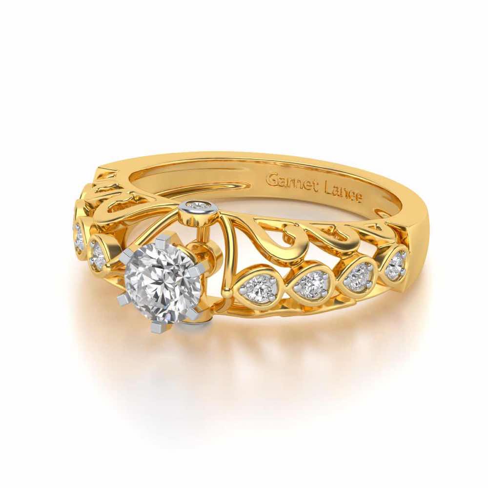 Apexed Glow Solitaire Silver Ring - Yellow Gold - Image 2
