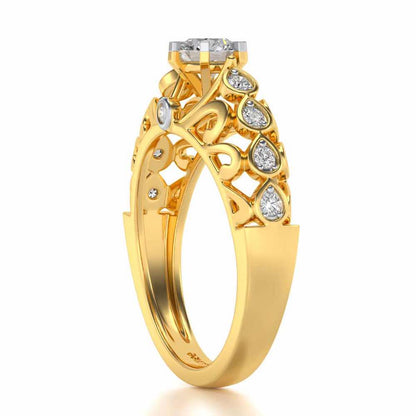 Apexed Glow Solitaire Silver Ring - Yellow Gold - Image 3