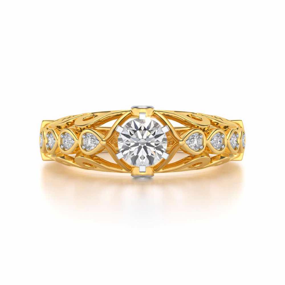 Apexed Glow Solitaire Silver Ring - Yellow Gold - Image 4
