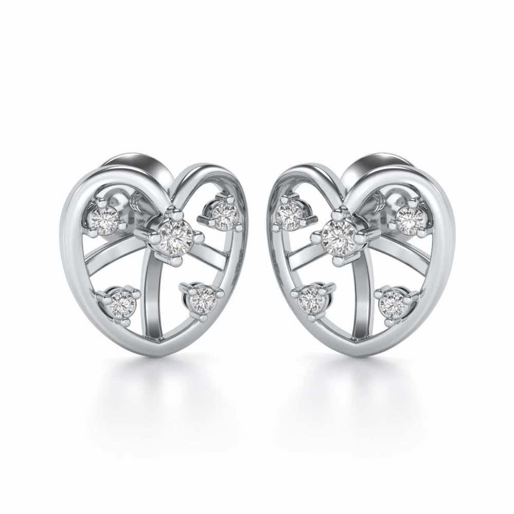 Apple Eye Silver Earrings - White Gold - Image 2