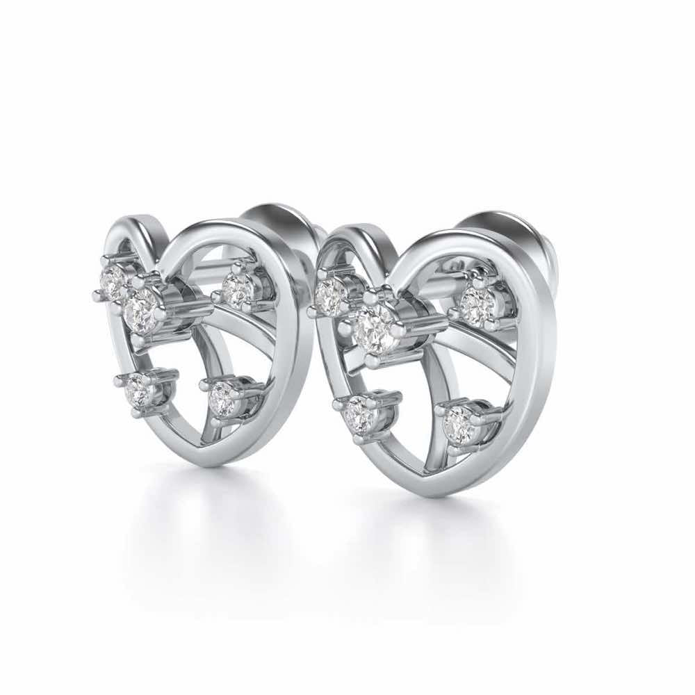 Apple Eye Silver Earrings - White Gold - Image 3