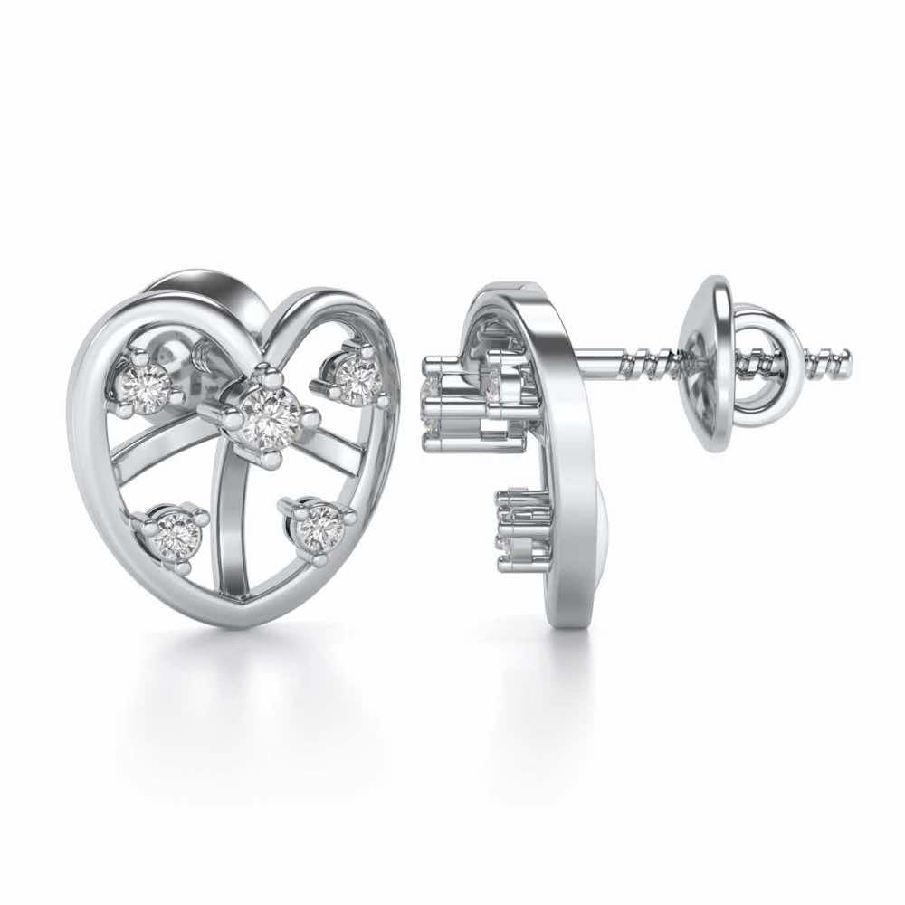 Apple Eye Silver Earrings - White Gold - Image 4