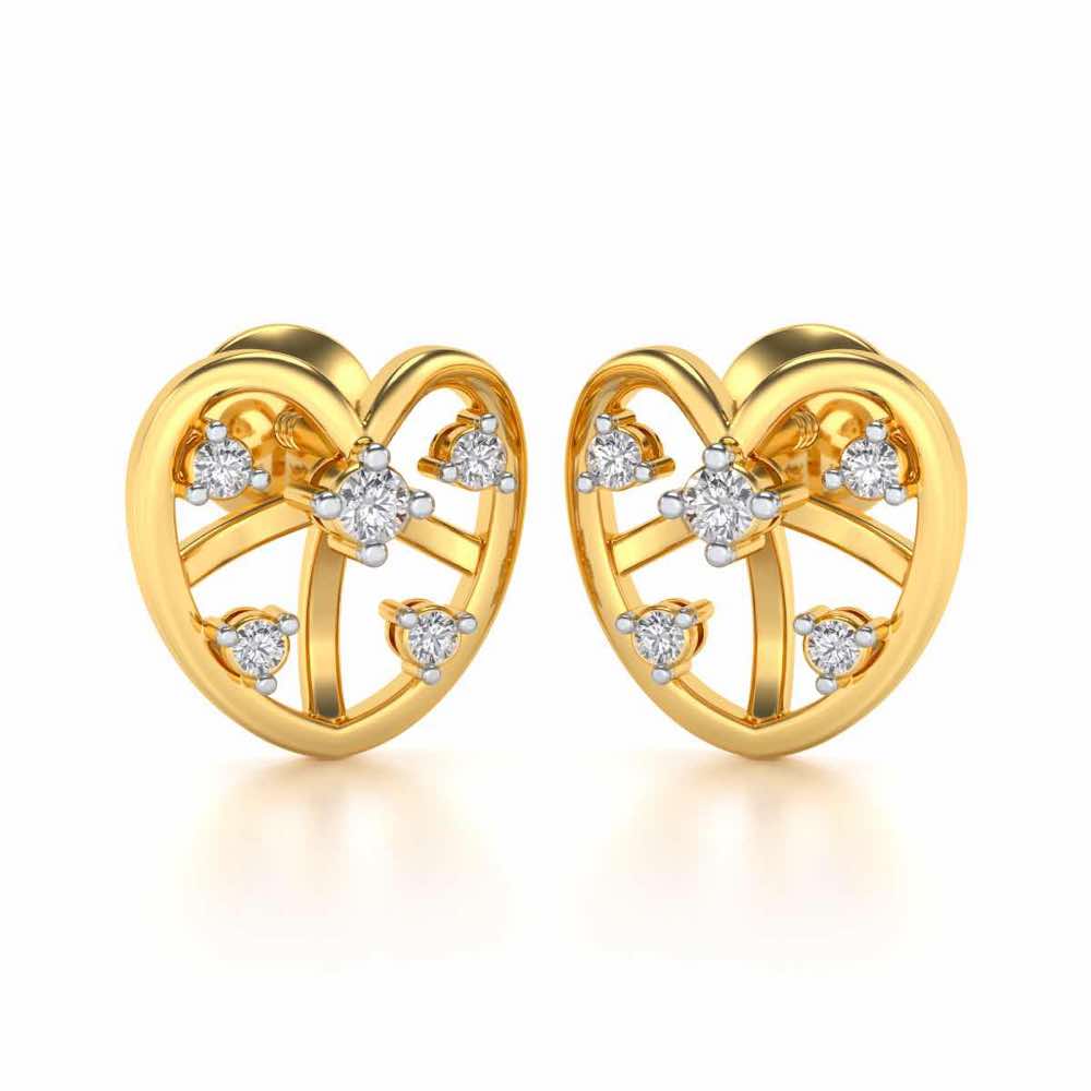 Apple Eye Silver Earrings - Yellow Gold - Image 2