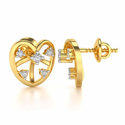 Apple Eye Silver Earrings - Yellow Gold - Image 4
