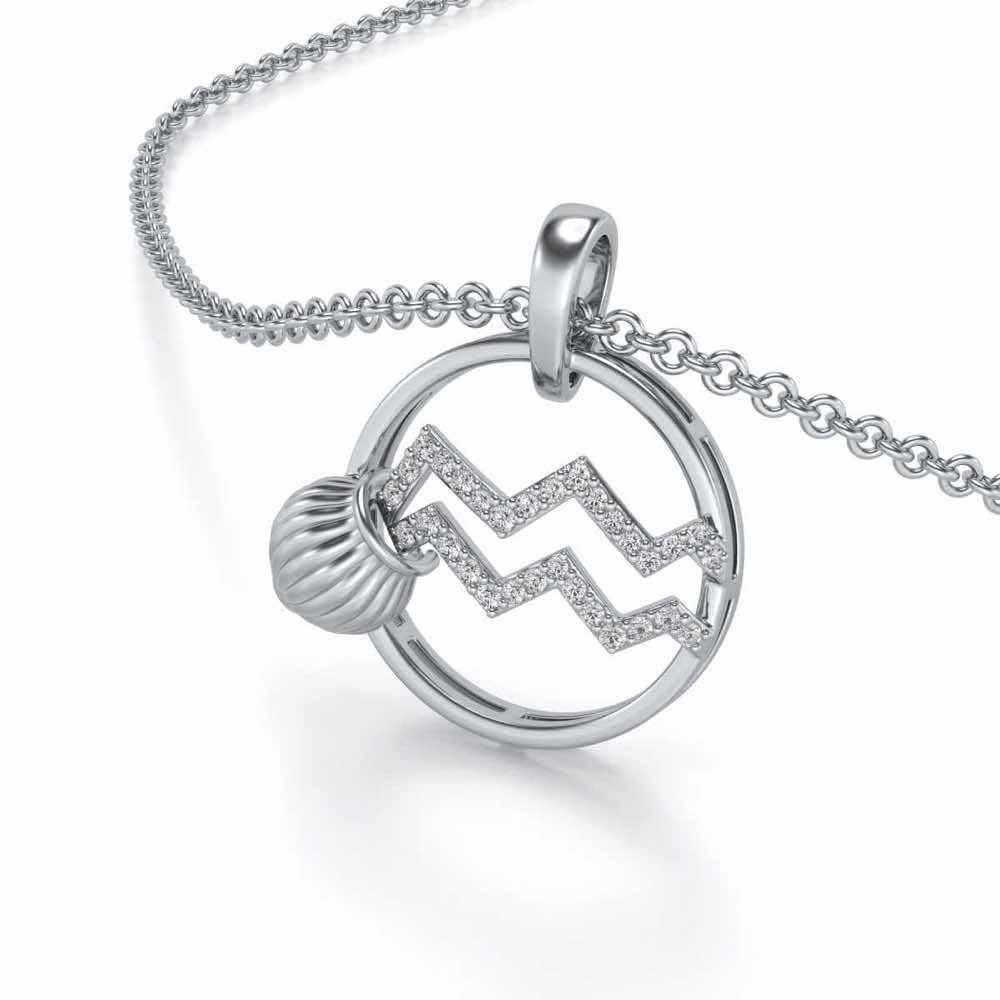 Aquarius Silver Pendant - White Gold - Image 1
