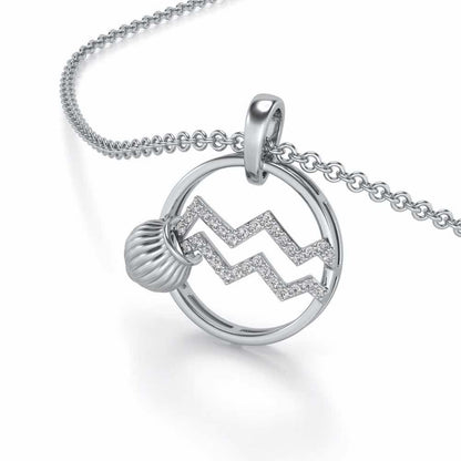 Aquarius Silver Pendant - White Gold - Image 1