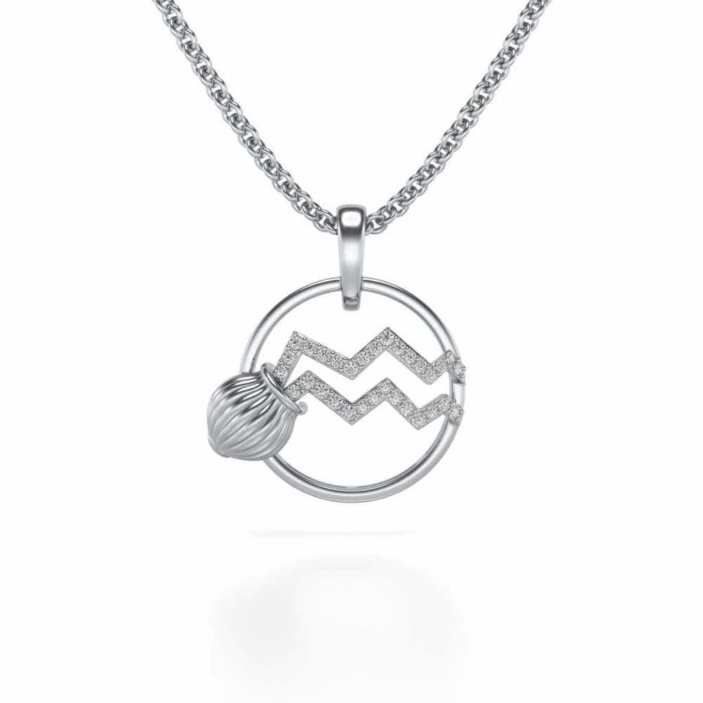Aquarius Silver Pendant - White Gold - Image 2