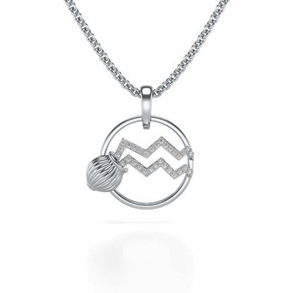 Aquarius Silver Pendant - White Gold - Image 2