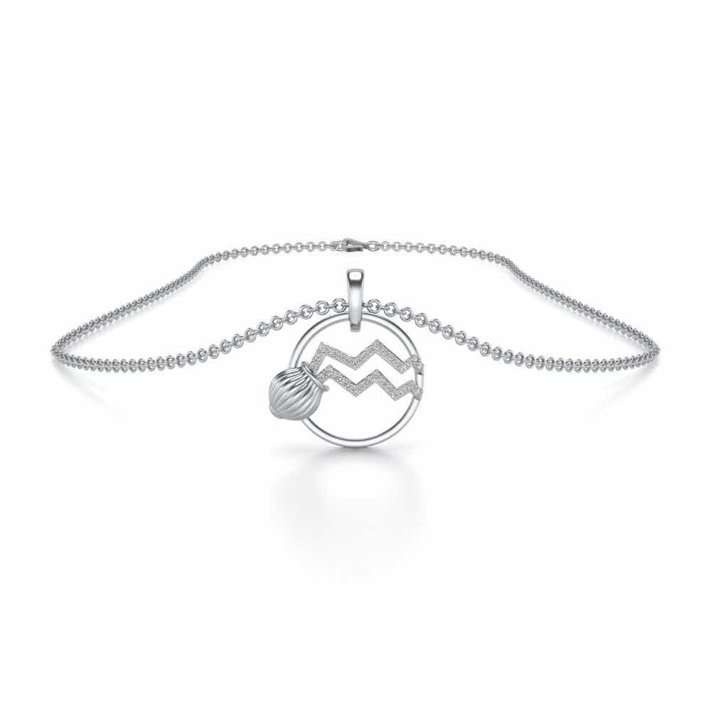 Aquarius Silver Pendant - White Gold - Image 3