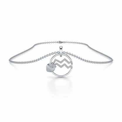 Aquarius Silver Pendant - White Gold - Image 3
