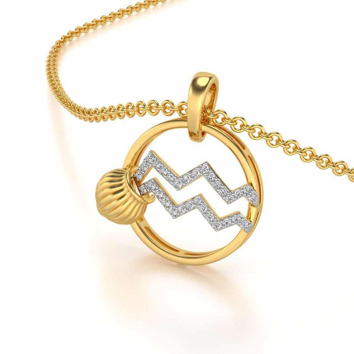 Aquarius Silver Pendant - Yellow Gold - Image 1