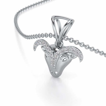 Aries Silver Pendant - White Gold - Image 1