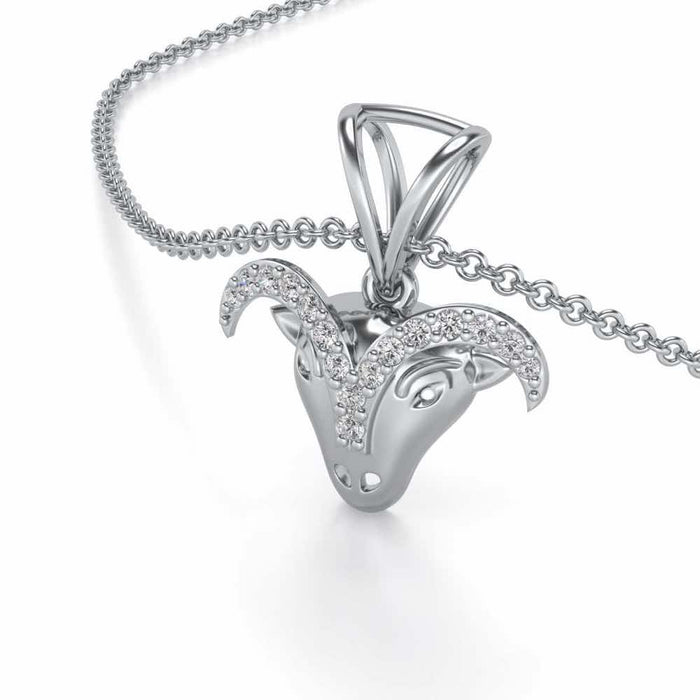 Aries Silver Pendant - White Gold - Image 1