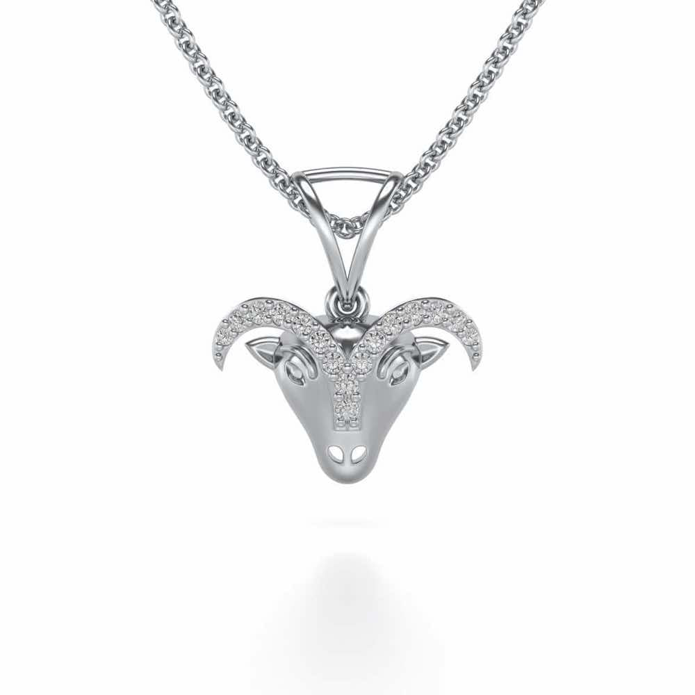 Aries Silver Pendant - White Gold - Image 2