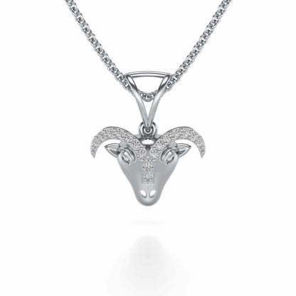 Aries Silver Pendant - White Gold - Image 2