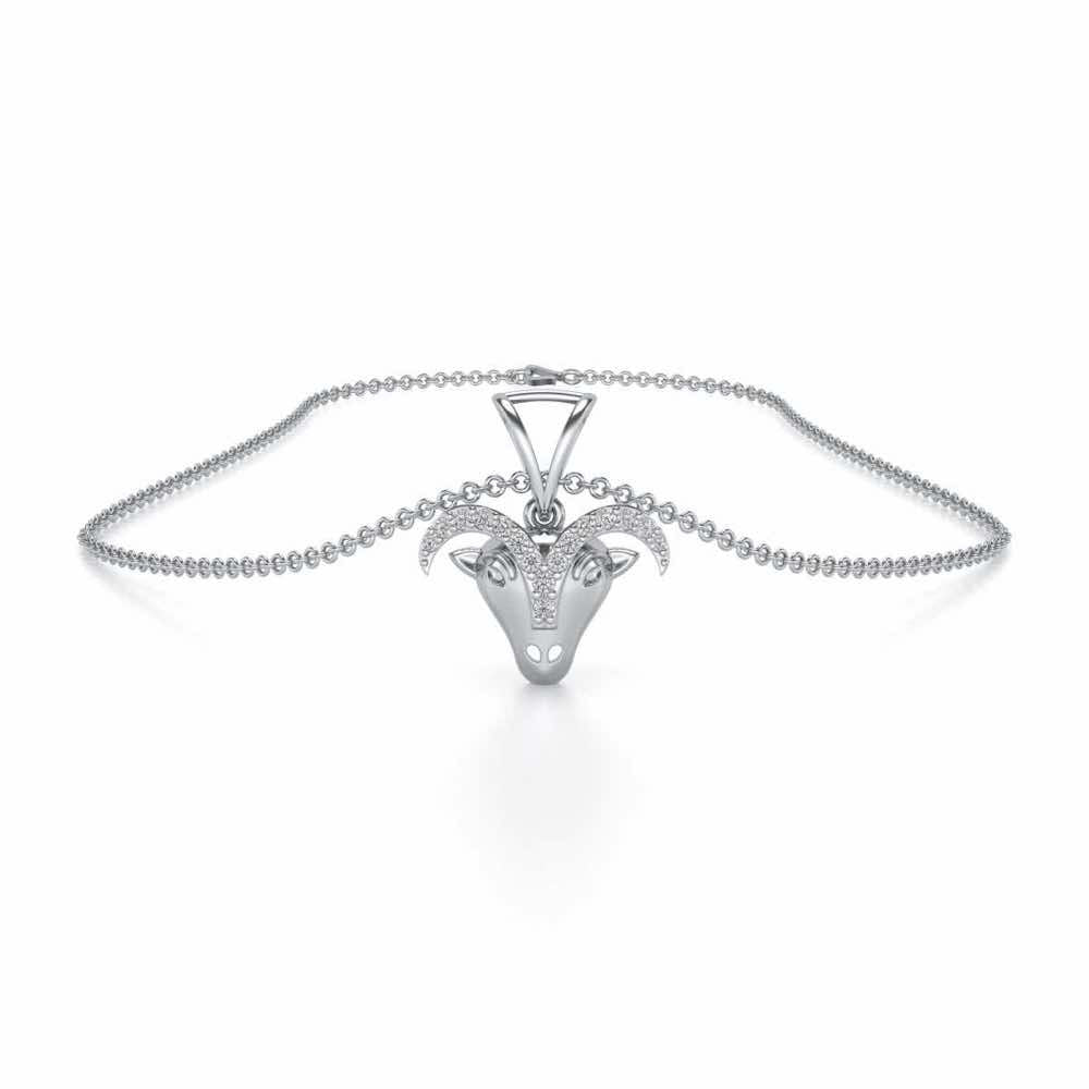 Aries Silver Pendant - White Gold - Image 3