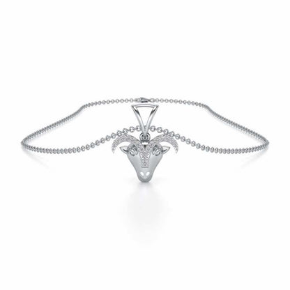 Aries Silver Pendant - White Gold - Image 3
