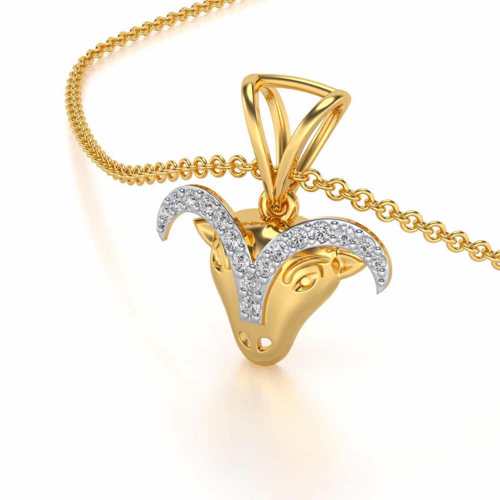Aries Silver Pendant - Yellow Gold - Image 1