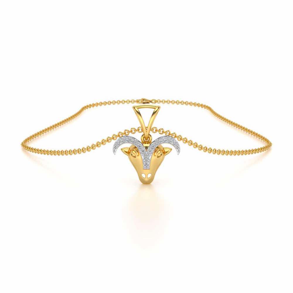 Aries Silver Pendant - Yellow Gold - Image 3