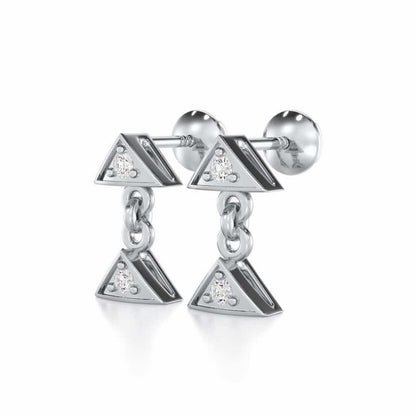Aristocrat Gleam Silver Earrings - White Gold - Image 3