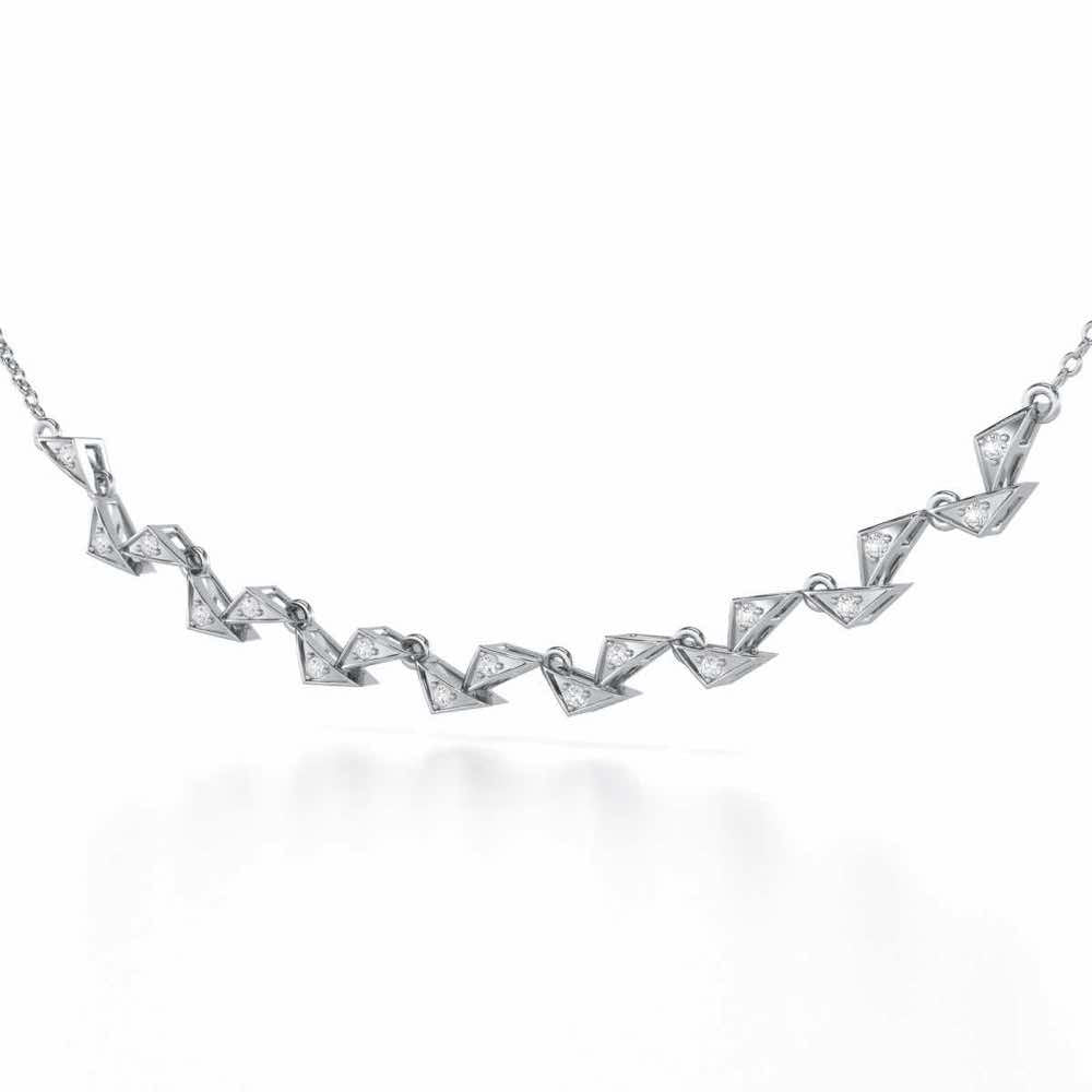 Aristocrat Gleam Silver Necklace - White Gold - Image 3