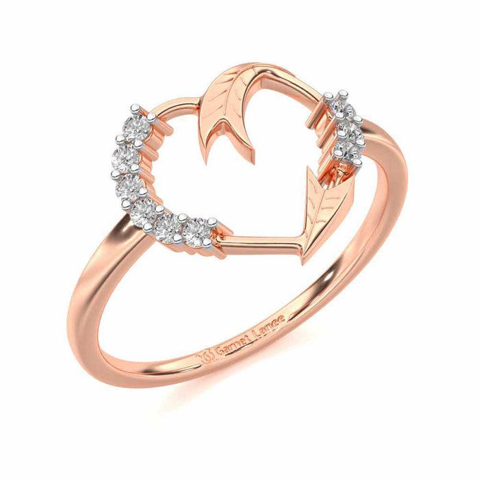 Arrow Heart Silver Ring - Rose Gold - Image 1