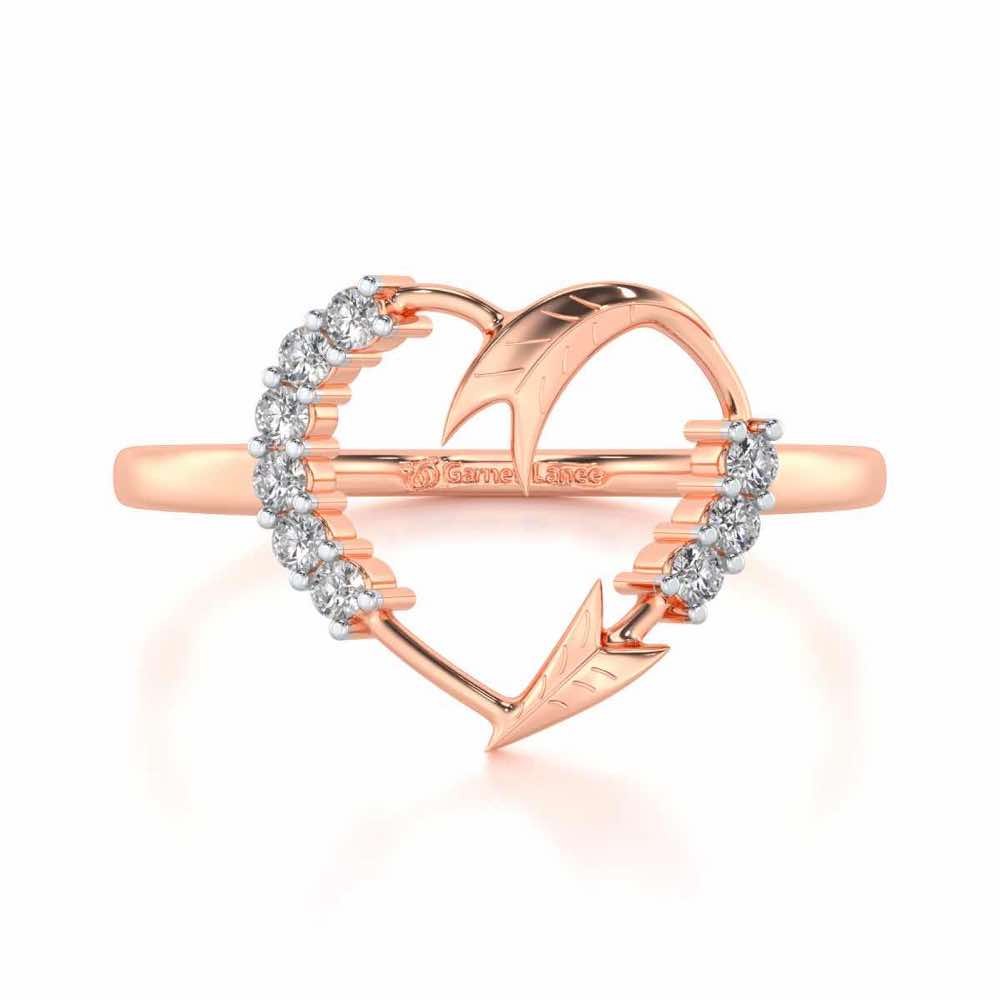Arrow Heart Silver Ring - Rose Gold - Image 4