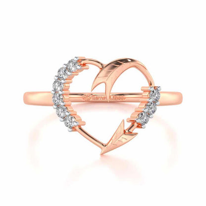 Arrow Heart Silver Ring - Rose Gold - Image 4