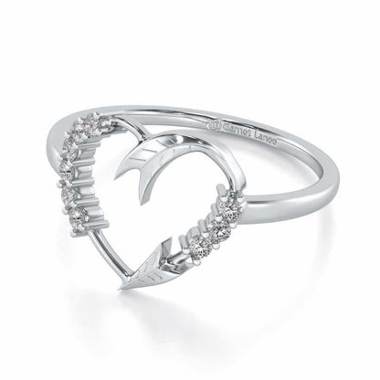 Arrow Heart Silver Ring - White Gold - Image 2