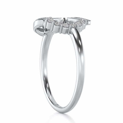 Arrow Heart Silver Ring - White Gold - Image 3