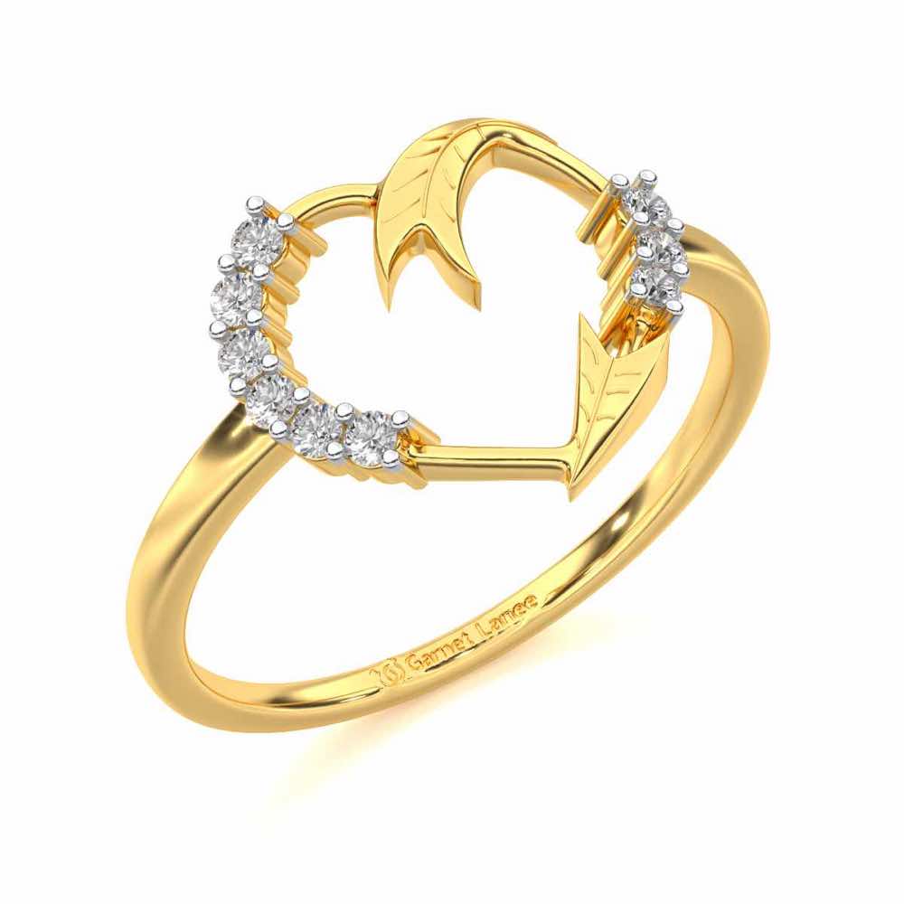 Arrow Heart Silver Ring - Yellow Gold - Image 1