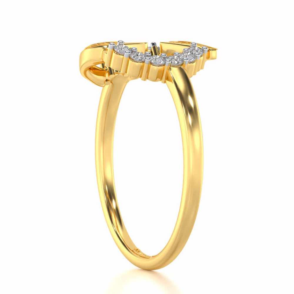 Arrow Heart Silver Ring - Yellow Gold - Image 3