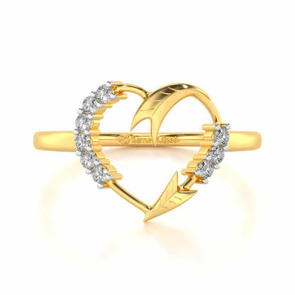 Arrow Heart Silver Ring - Yellow Gold - Image 4