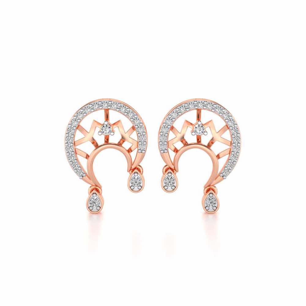 Artistic Moon Silver Earrings - Rose Gold - Image 1