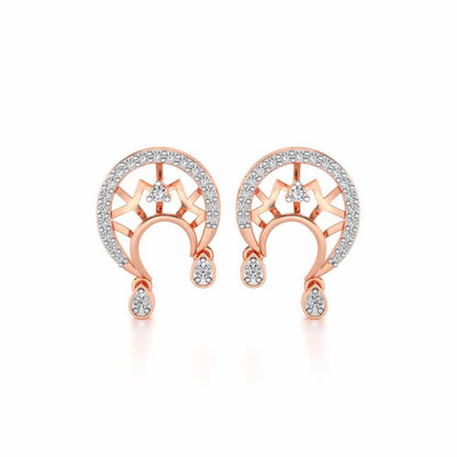 Artistic Moon Silver Earrings - Rose Gold - Image 1