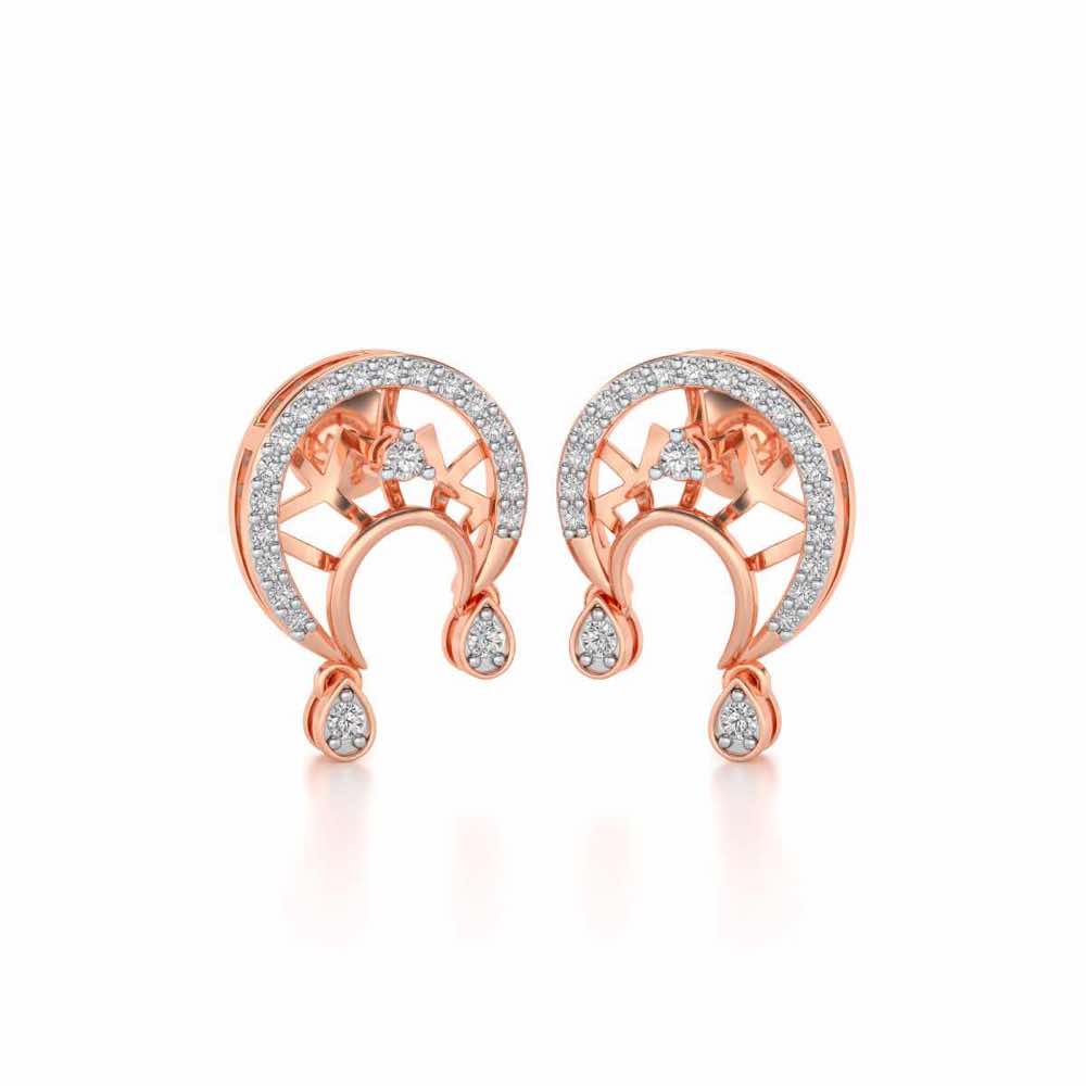Artistic Moon Silver Earrings - Rose Gold - Image 2