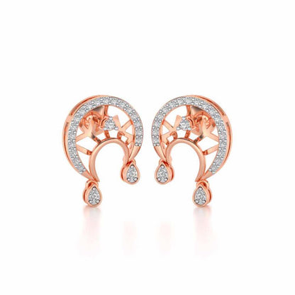 Artistic Moon Silver Earrings - Rose Gold - Image 2